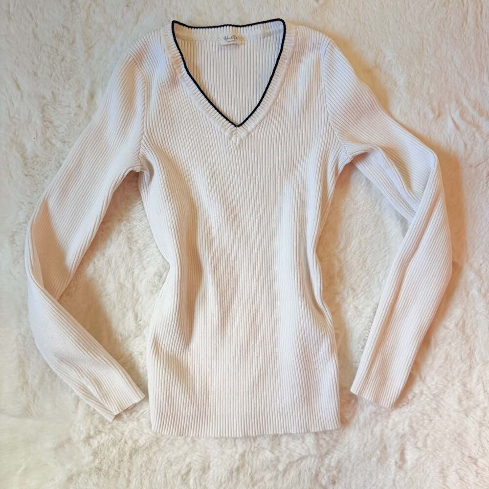 John Galt California Ribbed Long Sleeve V-Neck Top